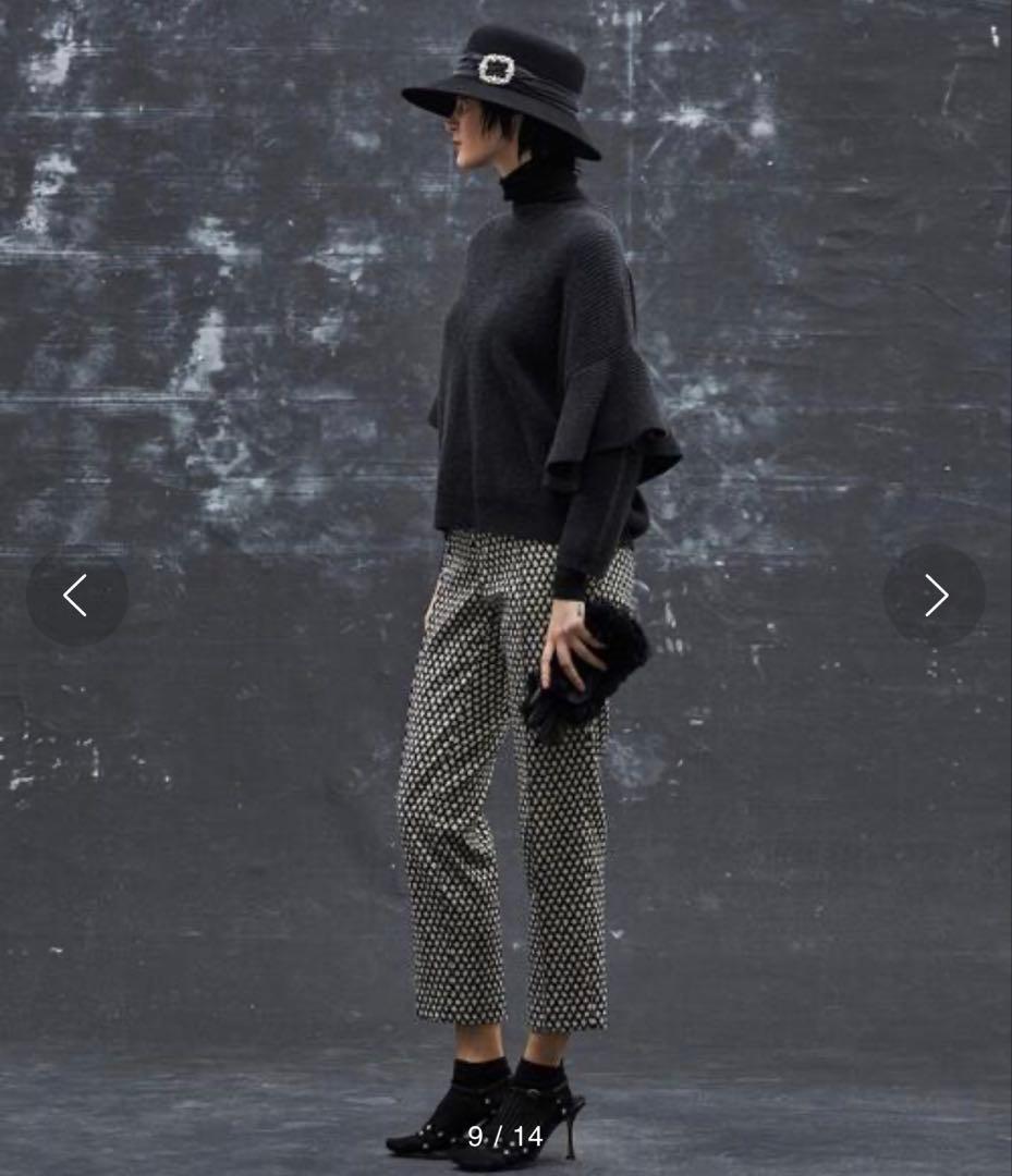 Drawer ドゥロワー 21AW カシミヤ7G畦編みクルーネック フリルニット