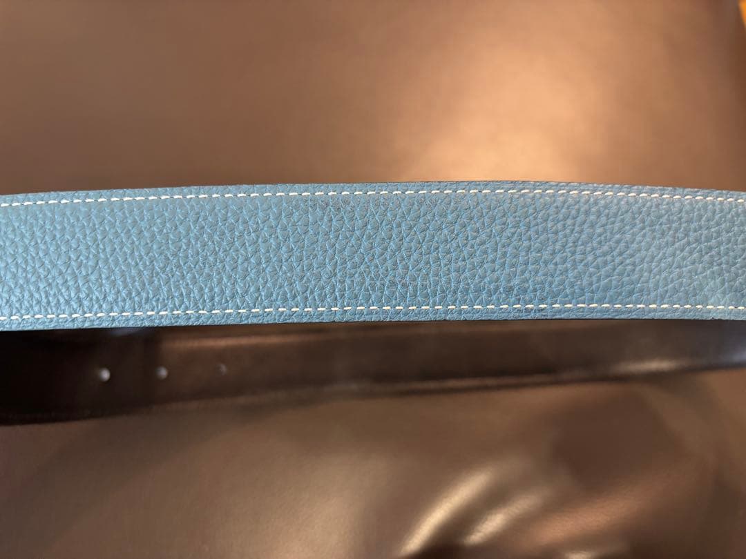 Yuji Koyama様限定】エルメス青レザーベルト メンズ ゴールドバックル