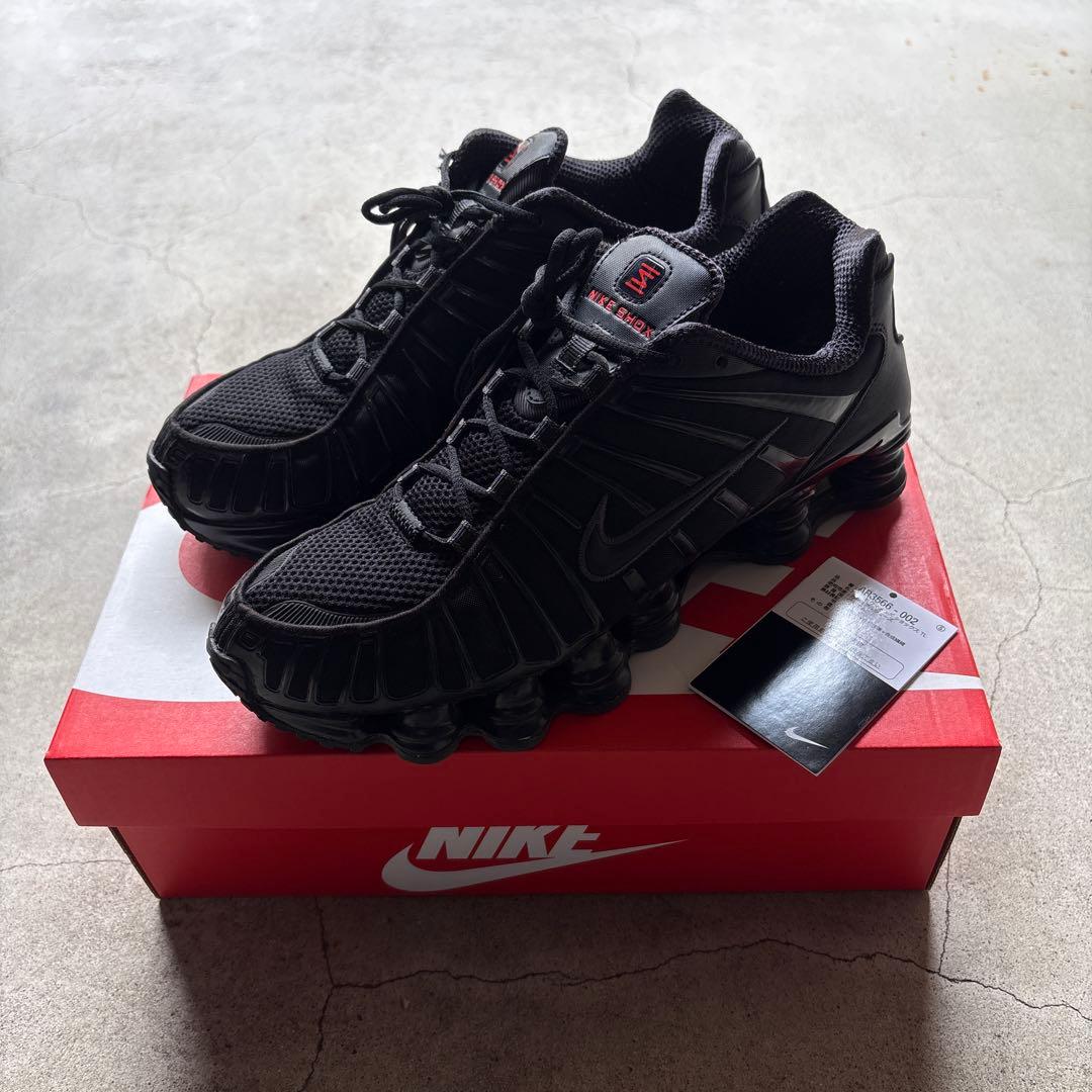 靴 NIKE W SHOX TL Black and Max Orange 28cm