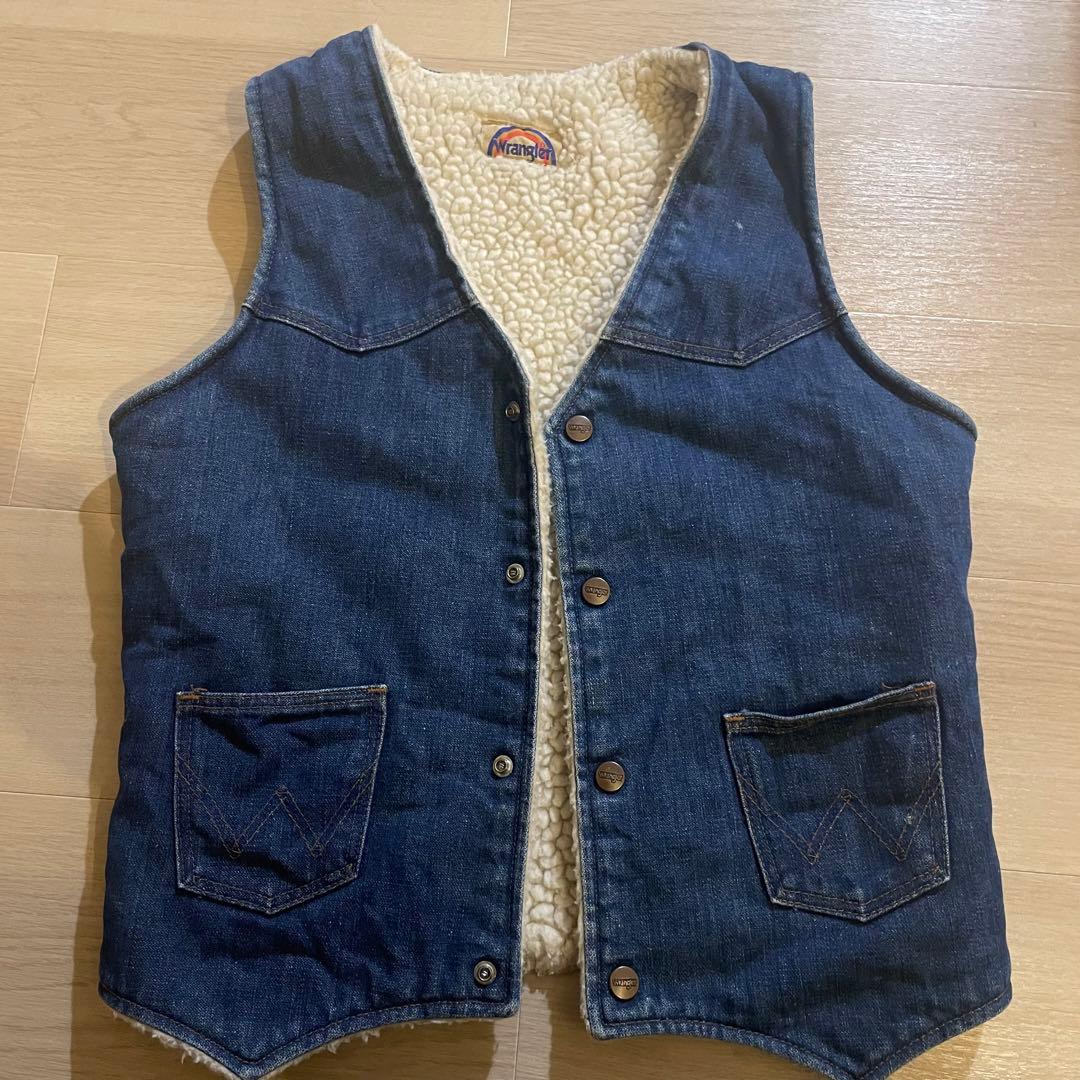 Wrangler ラングラー 70's デニムボアベスト 虹タグ - メルカリ