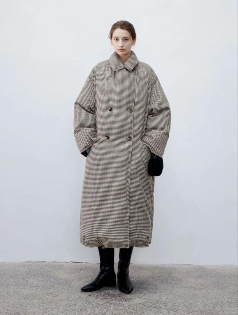 tageechita タグ違い クラシカルチェックダウンコート Sサイズ