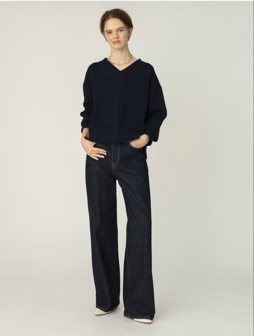 【ebure】ワンウォッシュ ボタンフライ ワイドデニム38 ロンハーマン