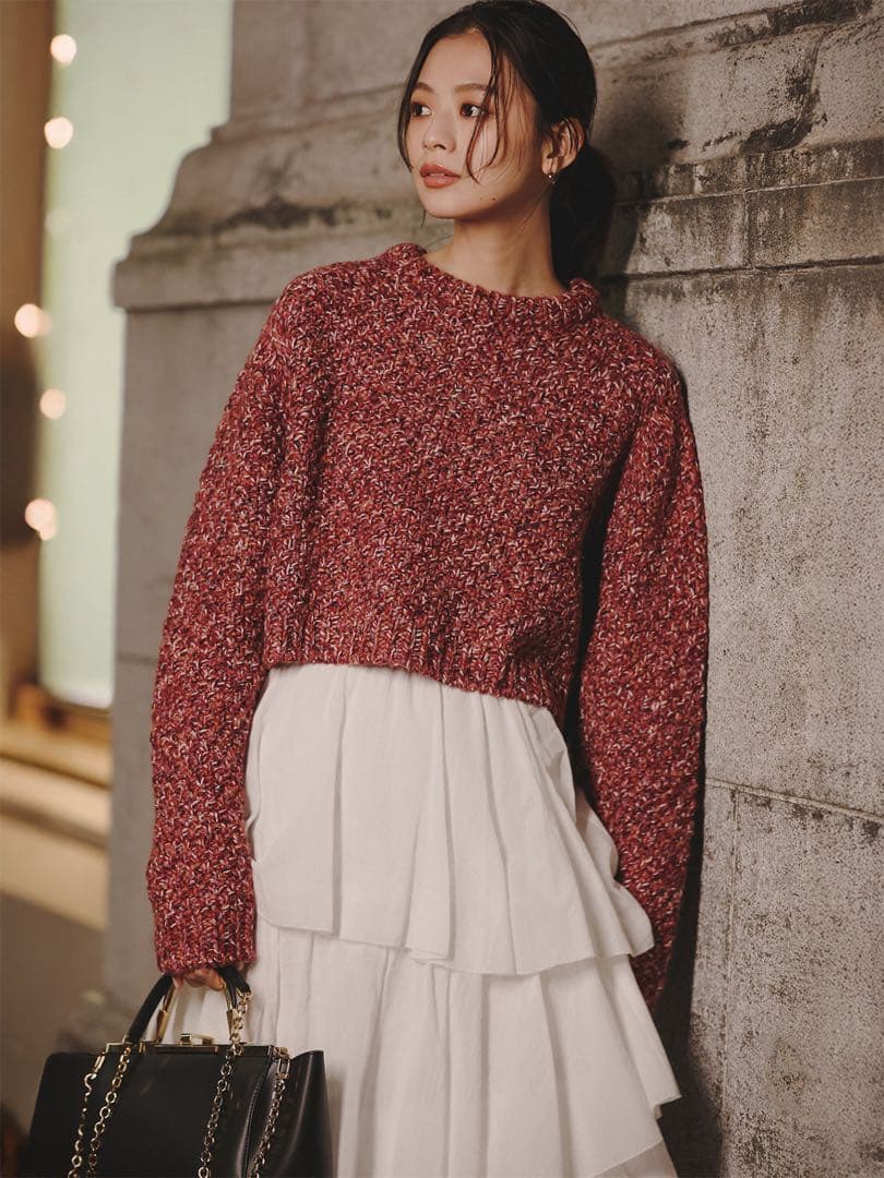 anuans☆2025holiday限定品☆ミックスヤーンニットトップス美品