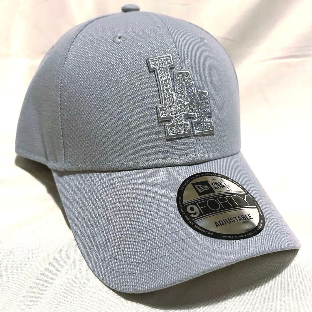 新品 9FORTY rhinestone LA ドジャース グレー キラキラ