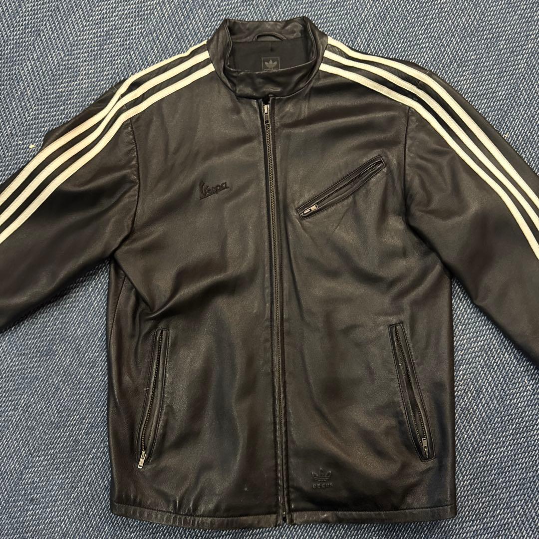 adidas ブラック レザージャケット L ベスパ