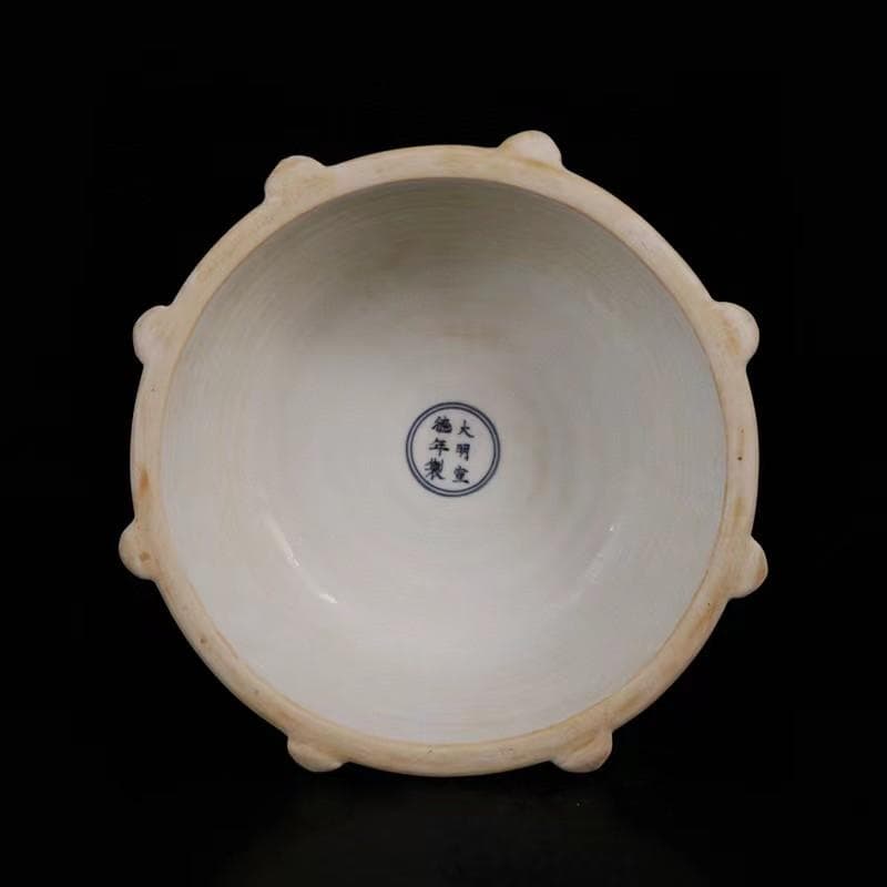 中国古美術✦大明宣徳紋 五彩 魚藻紋 筆洗✦置物・書道