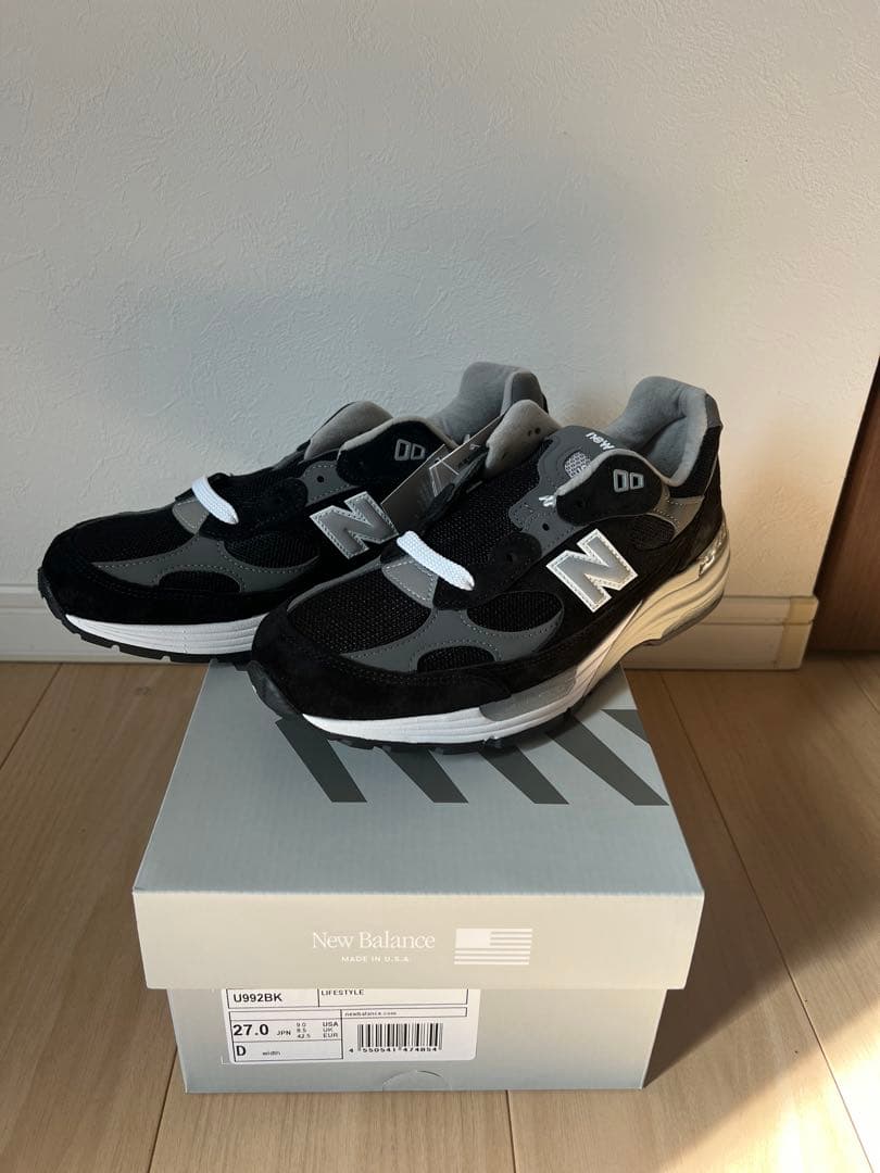 New Balance U992BK 27.0cm ブラック/グレー