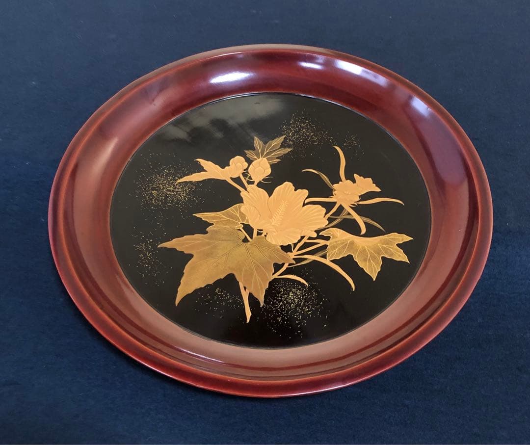 《レ》蒔絵 丸盆 菓子盆4客 木製漆器 木箱　260128く2