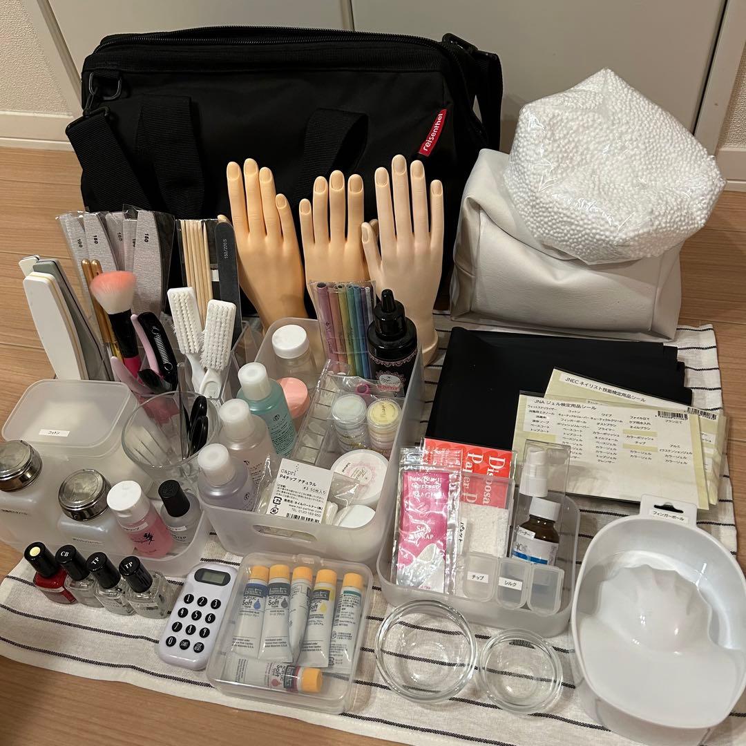 ネイリスト検定道具 バッグ付き まとめ売り ◇JNECネイリスト技能検定 3級厳選35点セット 道具が一式揃うフル