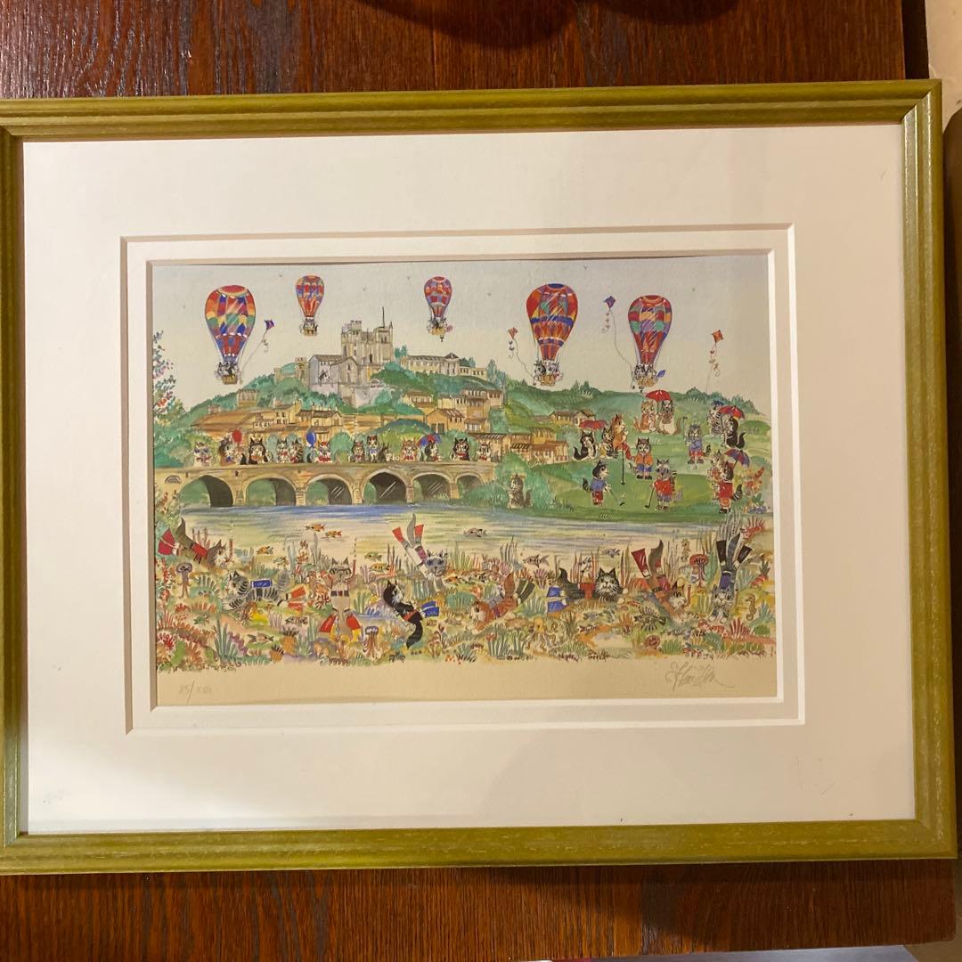 ダイアンエルソン リトグラフ 版画 85/250 猫のアート 限定品