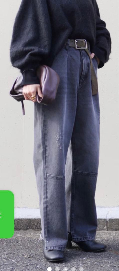 yenn グレー タッグワイドデニム 40 美品　定価26400 YENN（イエン）の「YENN タックワイドデニムパンツ グレー（デニム