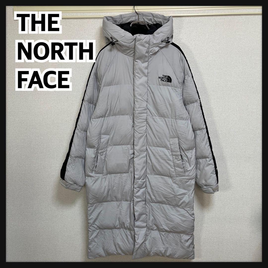 ノースフェイス】中綿ロングコート　Tball　グレー　刺繍　デカロゴ　肩ロゴ３K