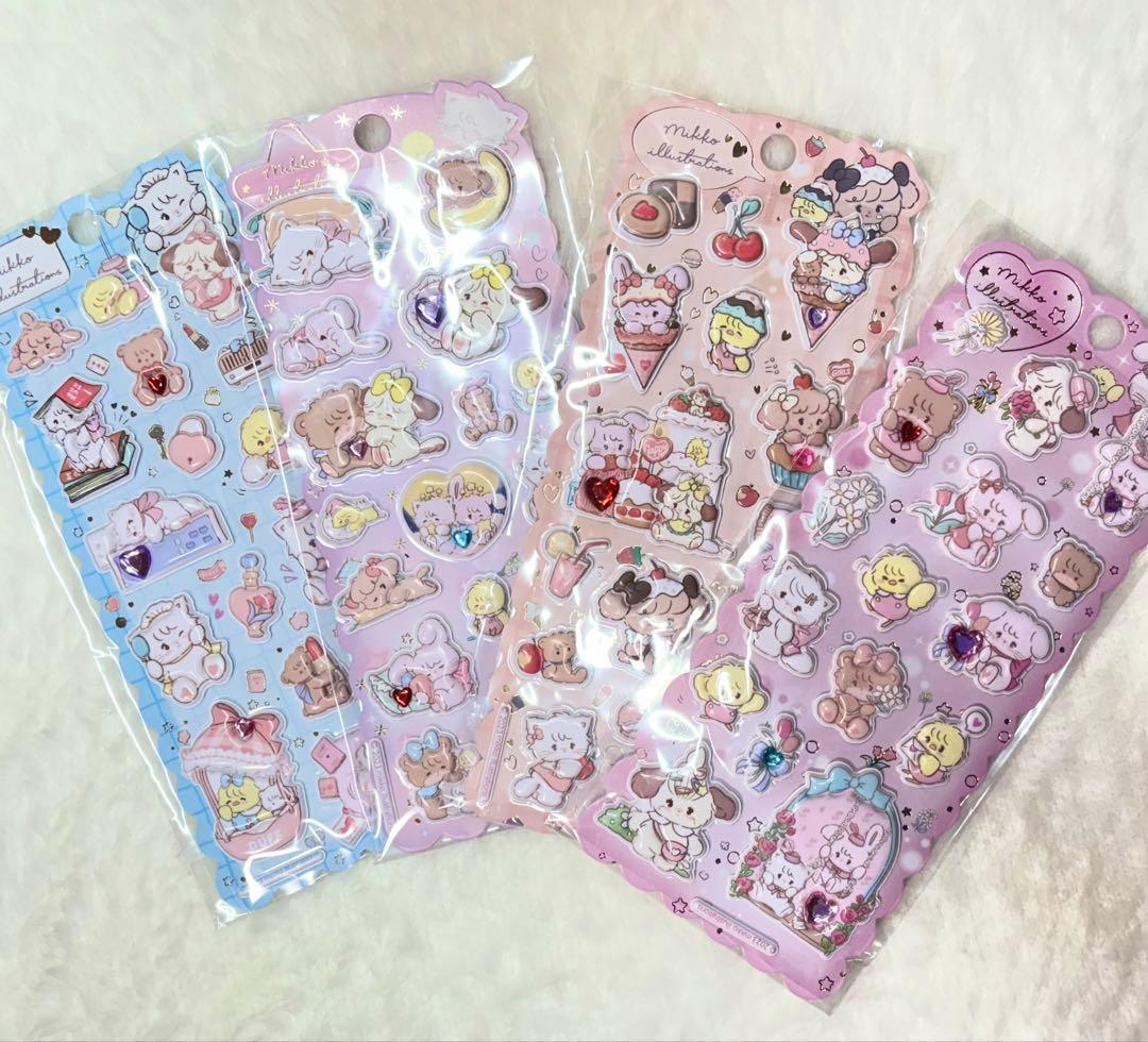 mikko マシュマロシール 4シート 3D ぷっくりシール ストーン付 - メルカリ