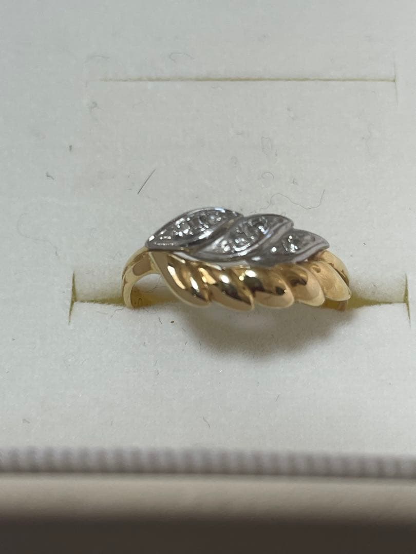 K18金 PT900コンビ　リーフデザインリング 楽天市場】【Diamond Combi Ring】 K10/K18/Pt900 ヘイローデザイン