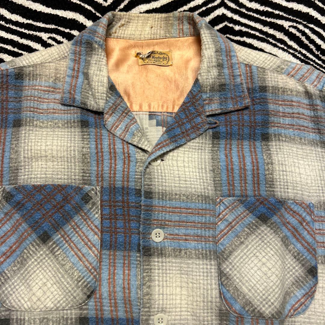 ビンテージ 50s プリント ネルシャツ vintage ロカビリー オンブレ