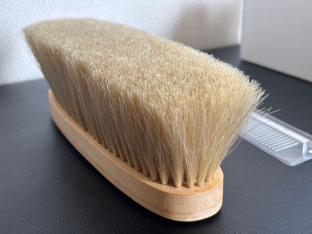 【美品】ブラシの平野　手植え水雷型　馬尾毛100% 金クシ付属