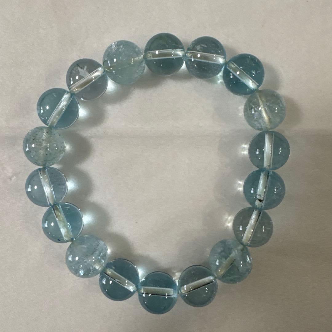 水晶 ブレスレット 水色 約8mm
