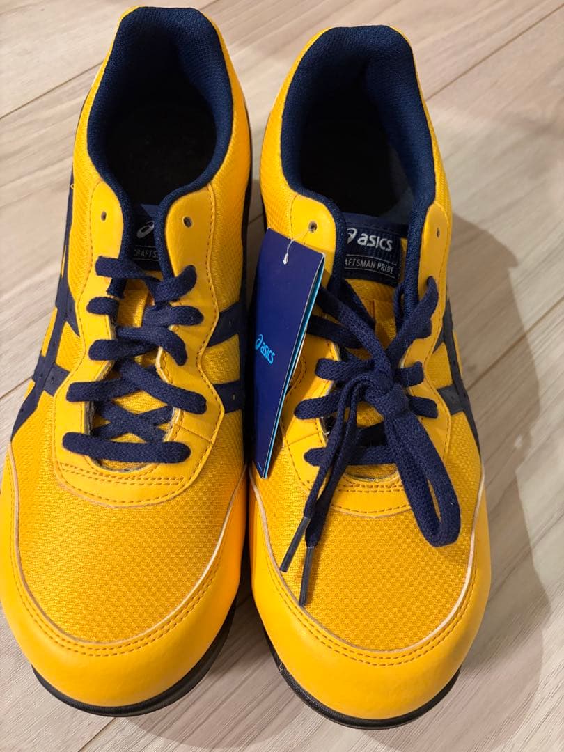 ASICS イエロー ネイビー スニーカー