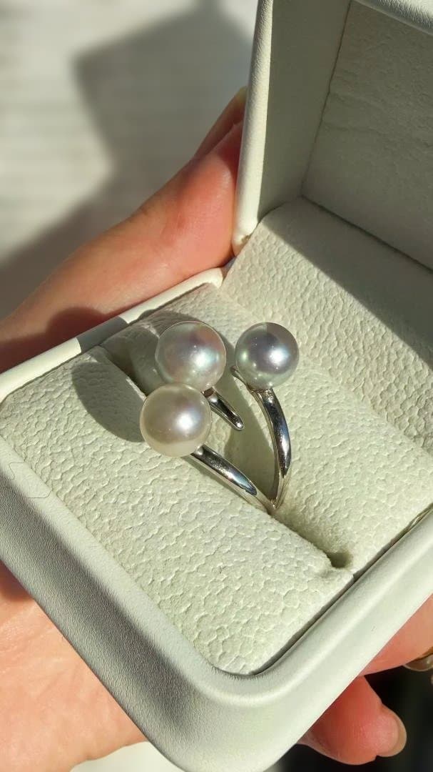 特✨希少アコヤ真珠 真多麻 3連パールリング SILVER925 | p.l.o - メルカリ
