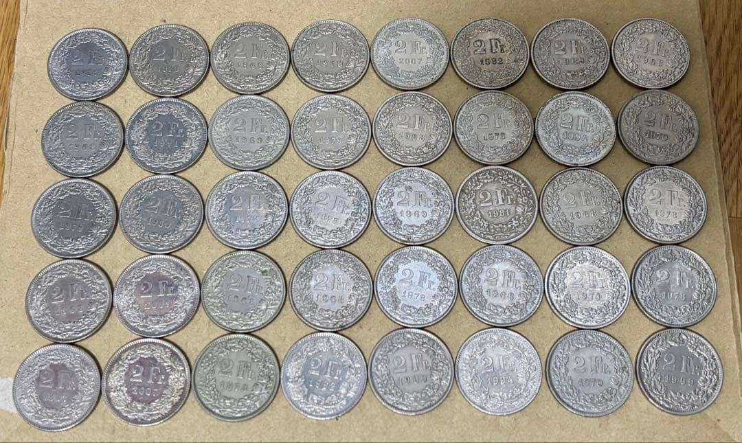 スイス　フラン　2フラン硬貨40枚