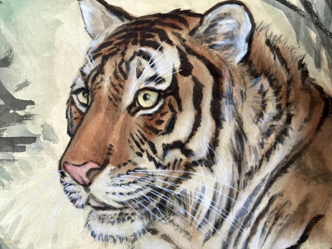 掛軸■猛虎 光正 絹本 肉筆 日本画 古美術 時代物 骨董品■⑯