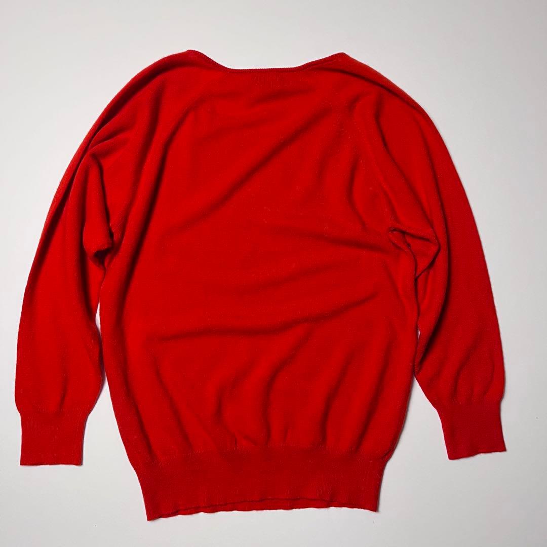 バランタイン カシミヤ100% ニット 赤 M スコットランド製 上質 旧タグ