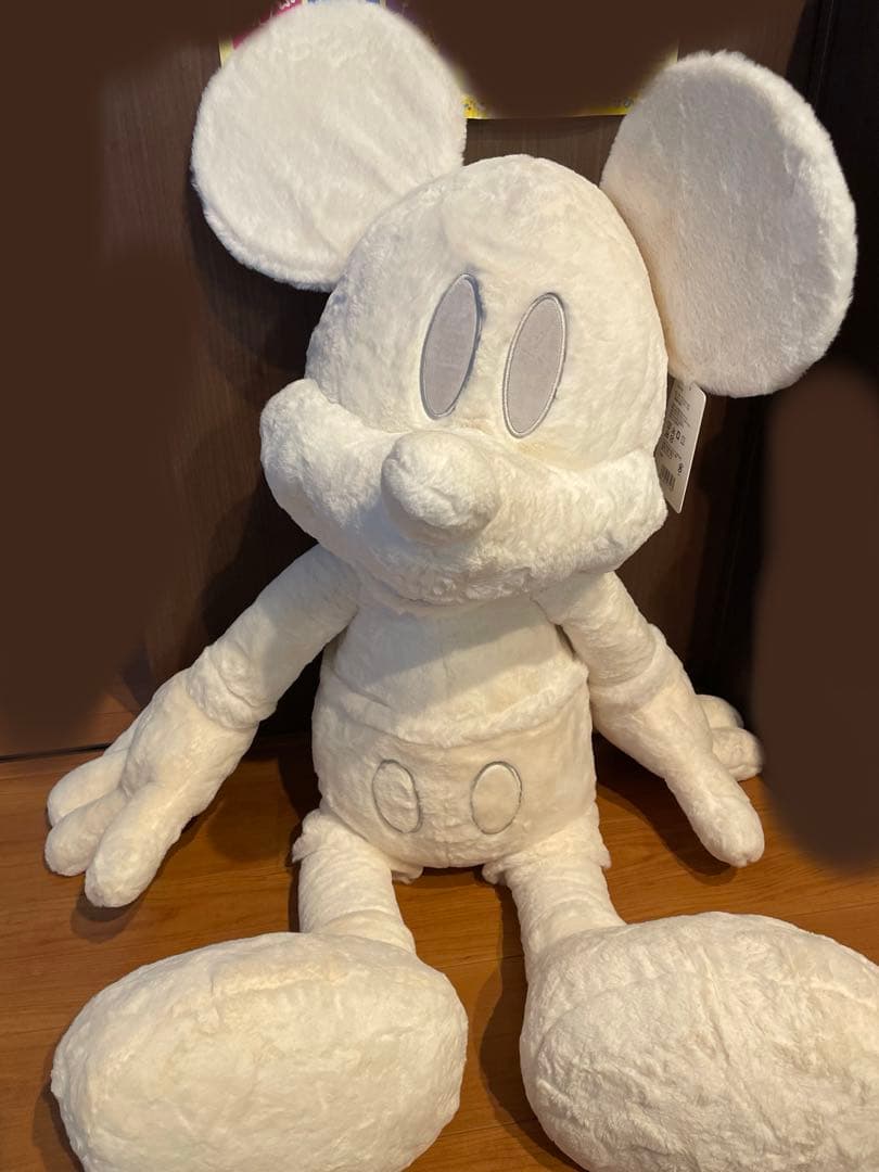 コストコ ミッキー ぬいぐるみ ホワイト 約100cm 《ブランケット付き