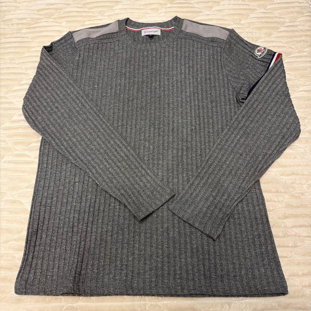 i*7様 MONCLER グレー リブ編みニットセーター L