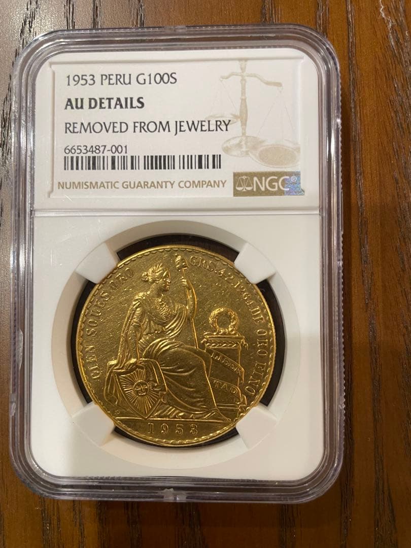 1953 ペルー 100 ソル 金貨 NGC-AU Details