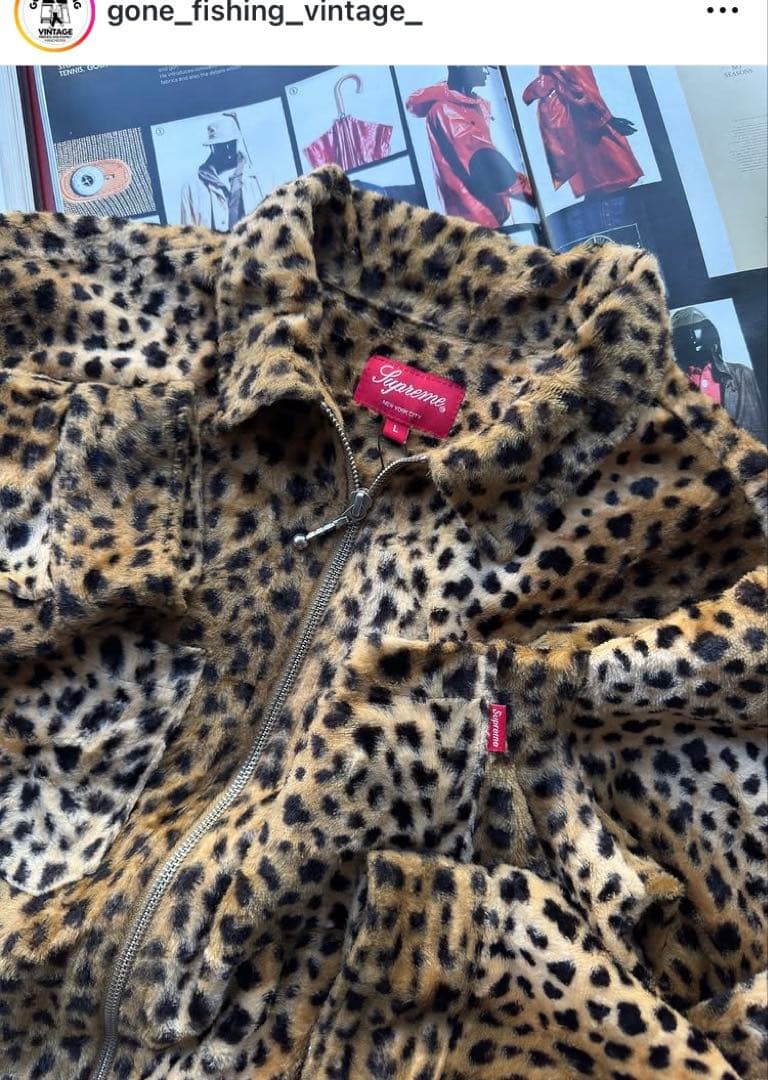 Y*i様 supreme cheetah pile zip shirt leop