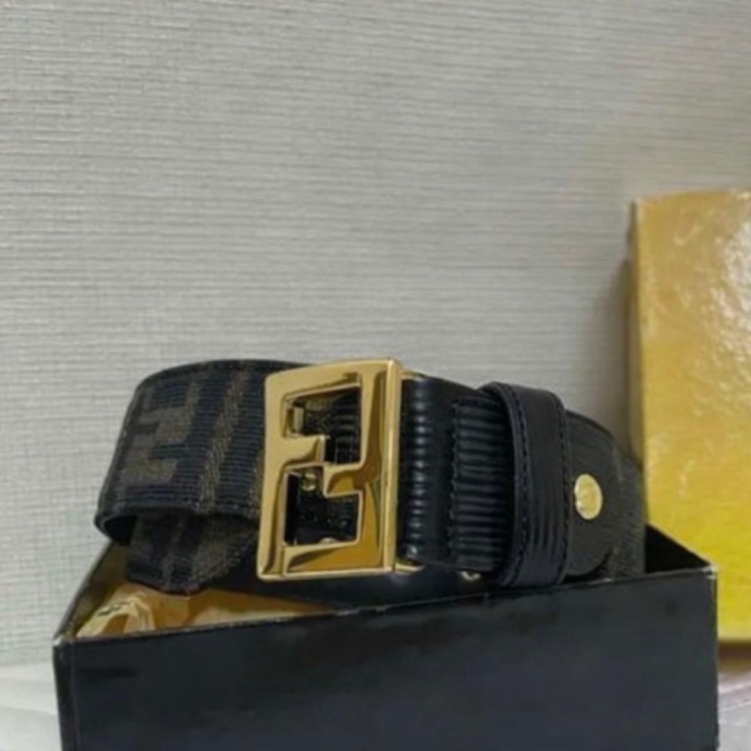 Fendi FFロゴ ベルト ブラウン ゴールド