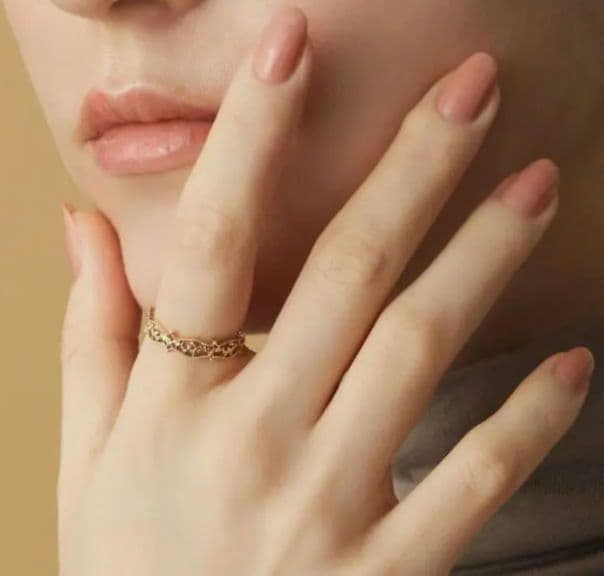 アガット K10 ダイヤモンド リング 13号 香草 リーフ 透かし 美品