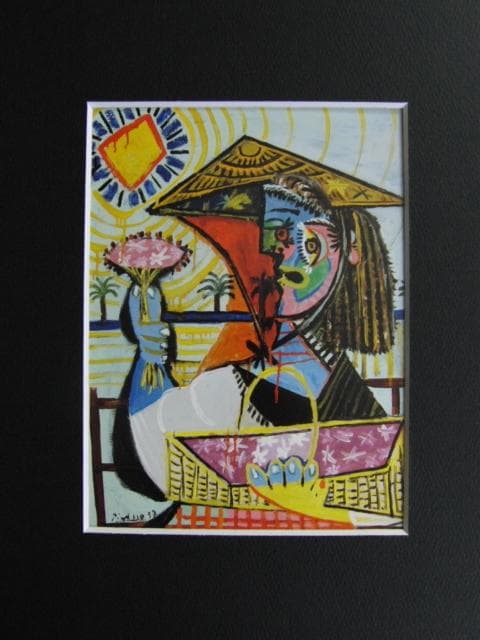 パブロ・ピカソ【花売り】 高級画集画、状態良好、新品高級額装付