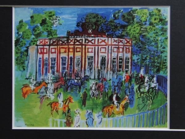 Raoul Dufy、PADDOCK A CHANTILLY、海外版超希少レゾネ Raoul Dufy Vintage 1964 Mourlot Fine Art Lithograph Print Framed