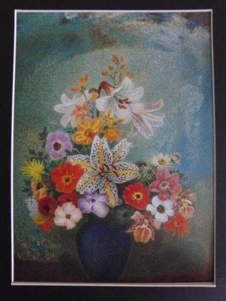 岡鹿之助、【献花】、希少な大判額装用画集より、美品、日本人画家