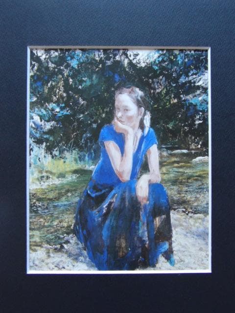 大場再生、【水辺のモノローグ】、希少な画集画、新品高級額・額装付