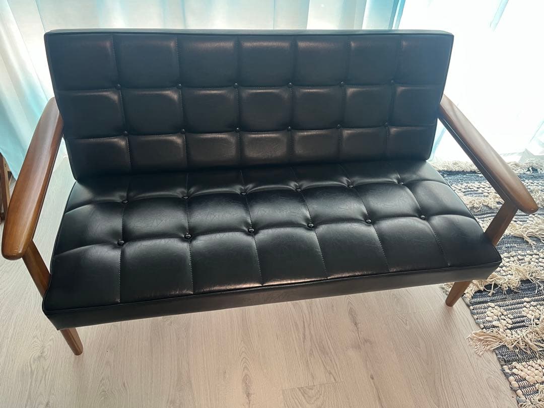 カリモクKチェア2シーター　ブラック