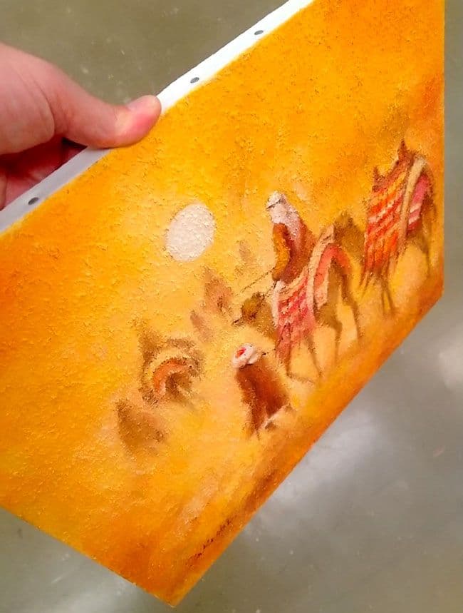 F8号油彩画 西山猛 作 砂漠の旅人 キャンバス本体