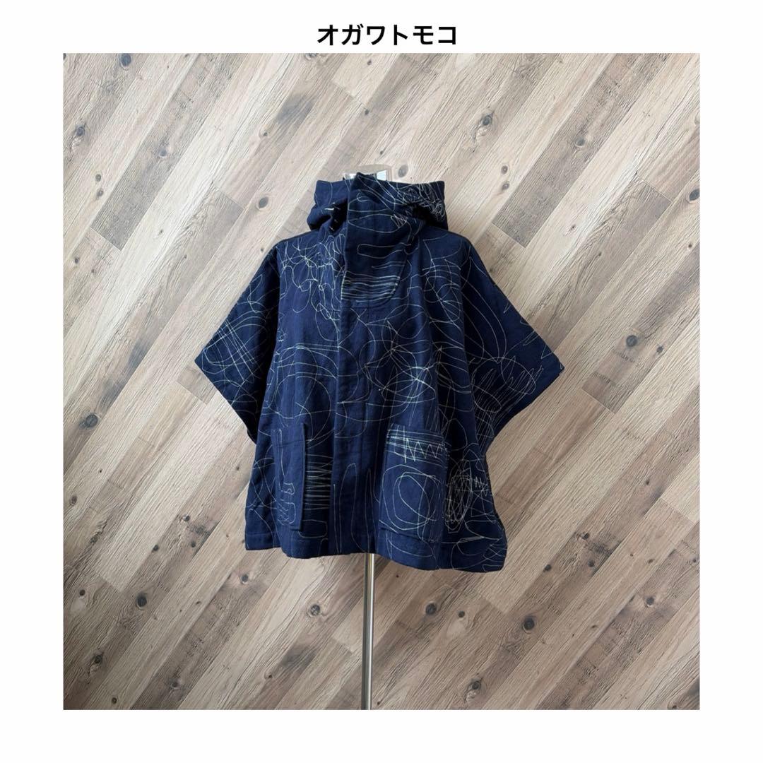 オガワトモコ 刺繍作家 ステッチ刺繍 フード 肉厚 綿100% 羽織り