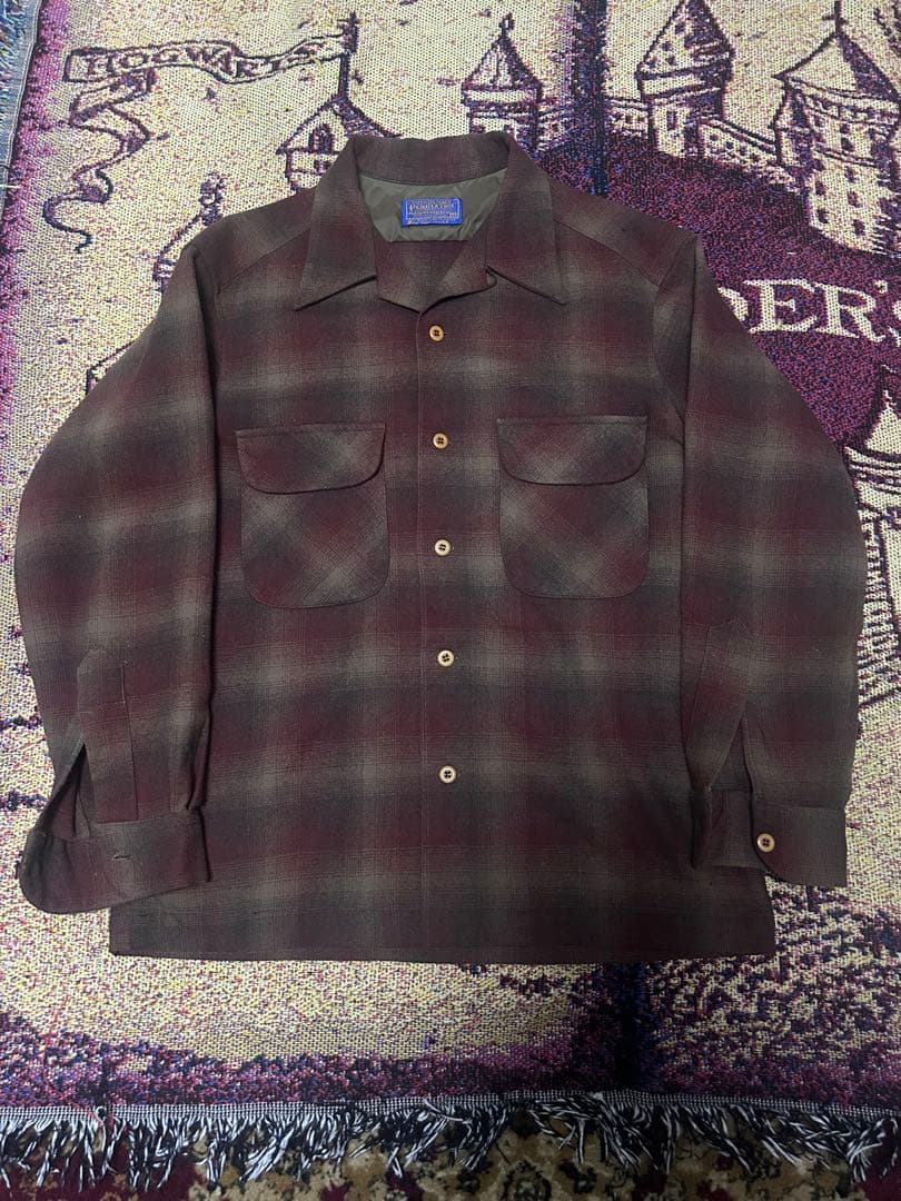 70s Pendleton オンブレ ウールシャツ ブラウン 好配色 - メルカリ