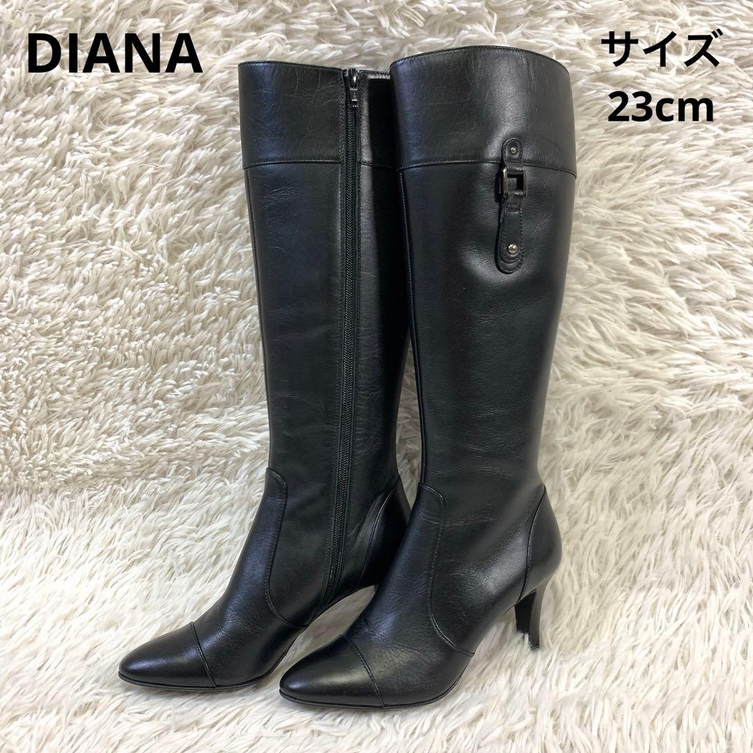 未使用】DIANAダイアナ ロングブーツ レザー ブラック 23cm - メルカリ