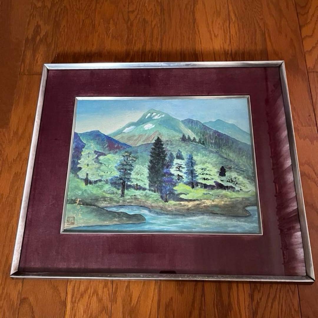 横山春渓　水墨画 風景画 作家のサインあり 霊峰春色 | ｜正光画廊