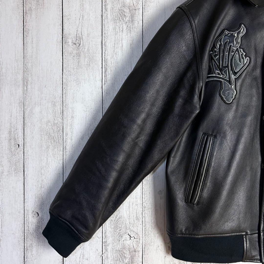 6105【希少デザイン】アヴィレックス☆バーシティレザージャケット 羊