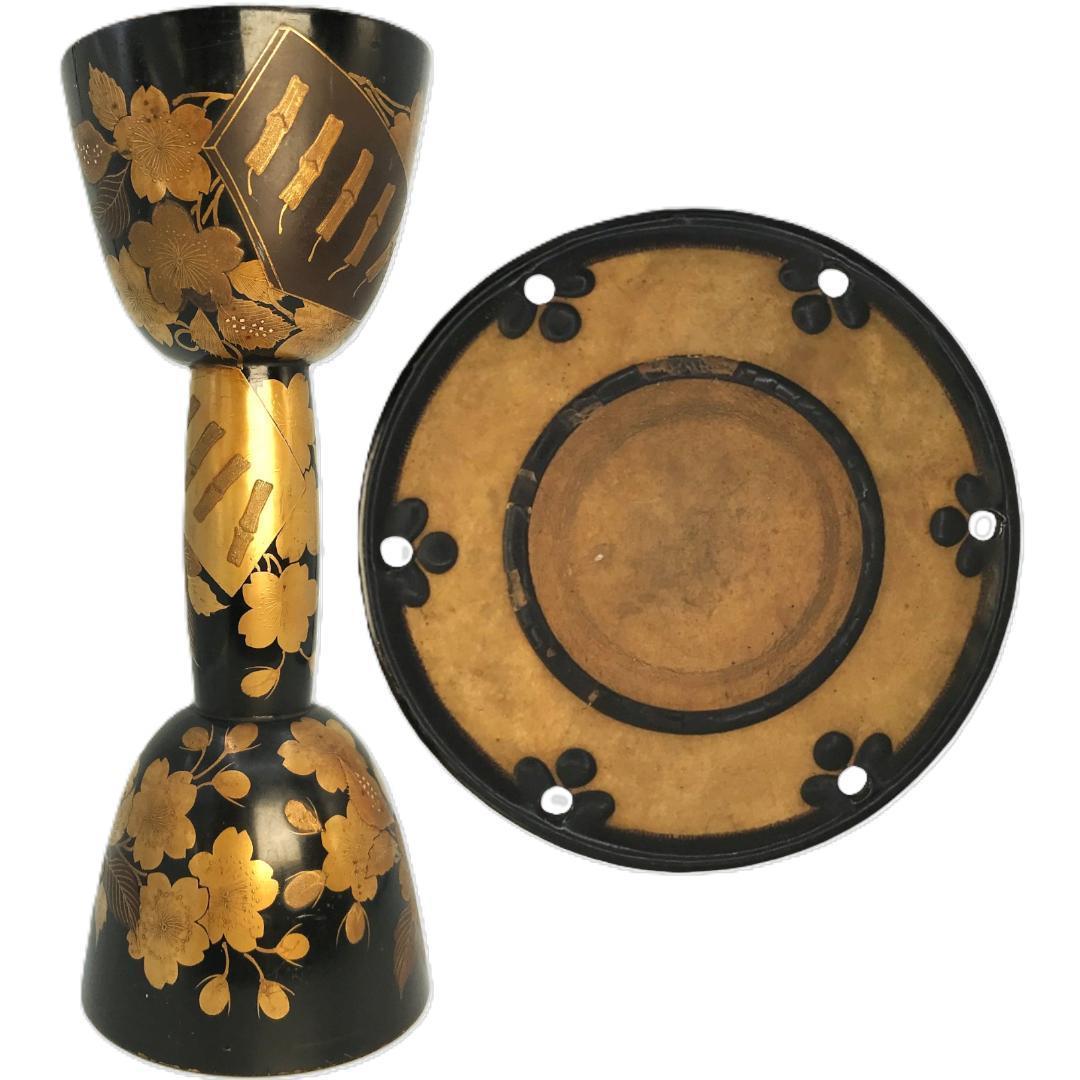 小鼓　古胴　和楽器　能楽　鼓　蒔絵　筒