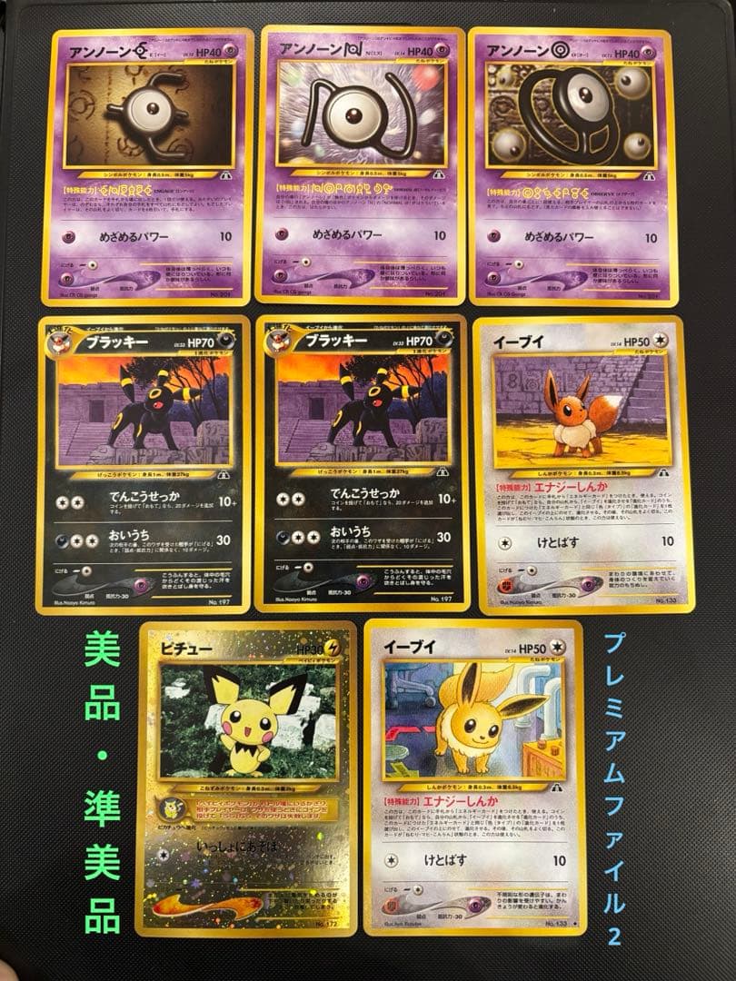 旧裏　美品・準美品　ブラッキー　イーブイ　ピチュー　プレミアムファイル2 neo