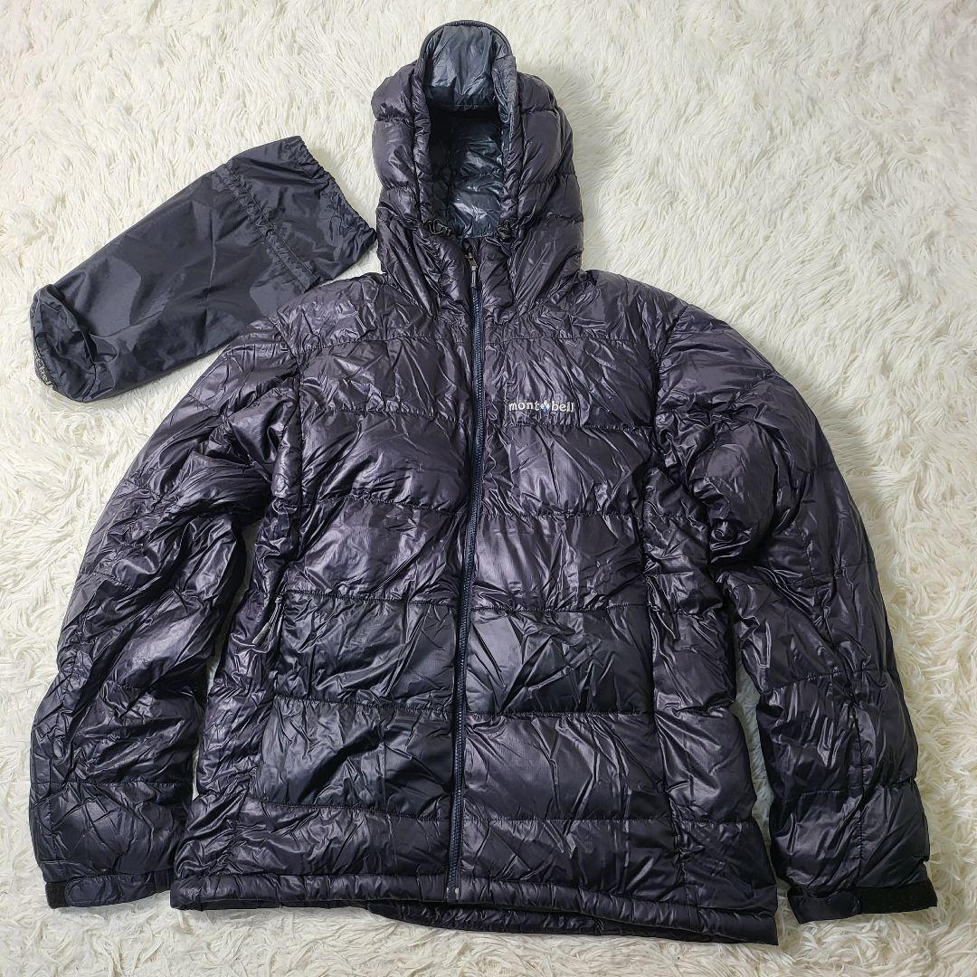 美品》モンベル アルパインダウンパーカ ドローコード ブラック メンズ