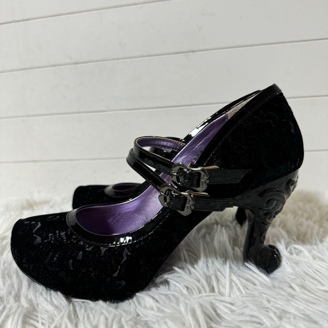 未使用級✨ANNA SUI アナスイ 猫足 レース ベロア ハイヒール パンプス