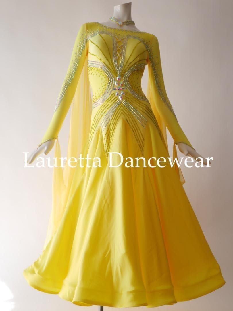 新品未使用 社交ダンス ドレス 衣装 スタンダード Ｍ レモンイエロー