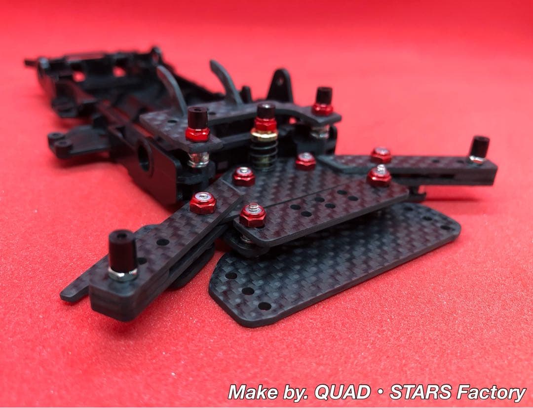 ミニ四駆・VZ用】1軸リヤアンカー＋モーター押さえ ブラックアウト