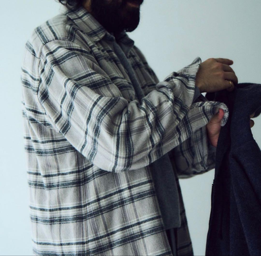 サイズ2 マーティーアンドサンズ カシミヤ ネルシャツ グレー